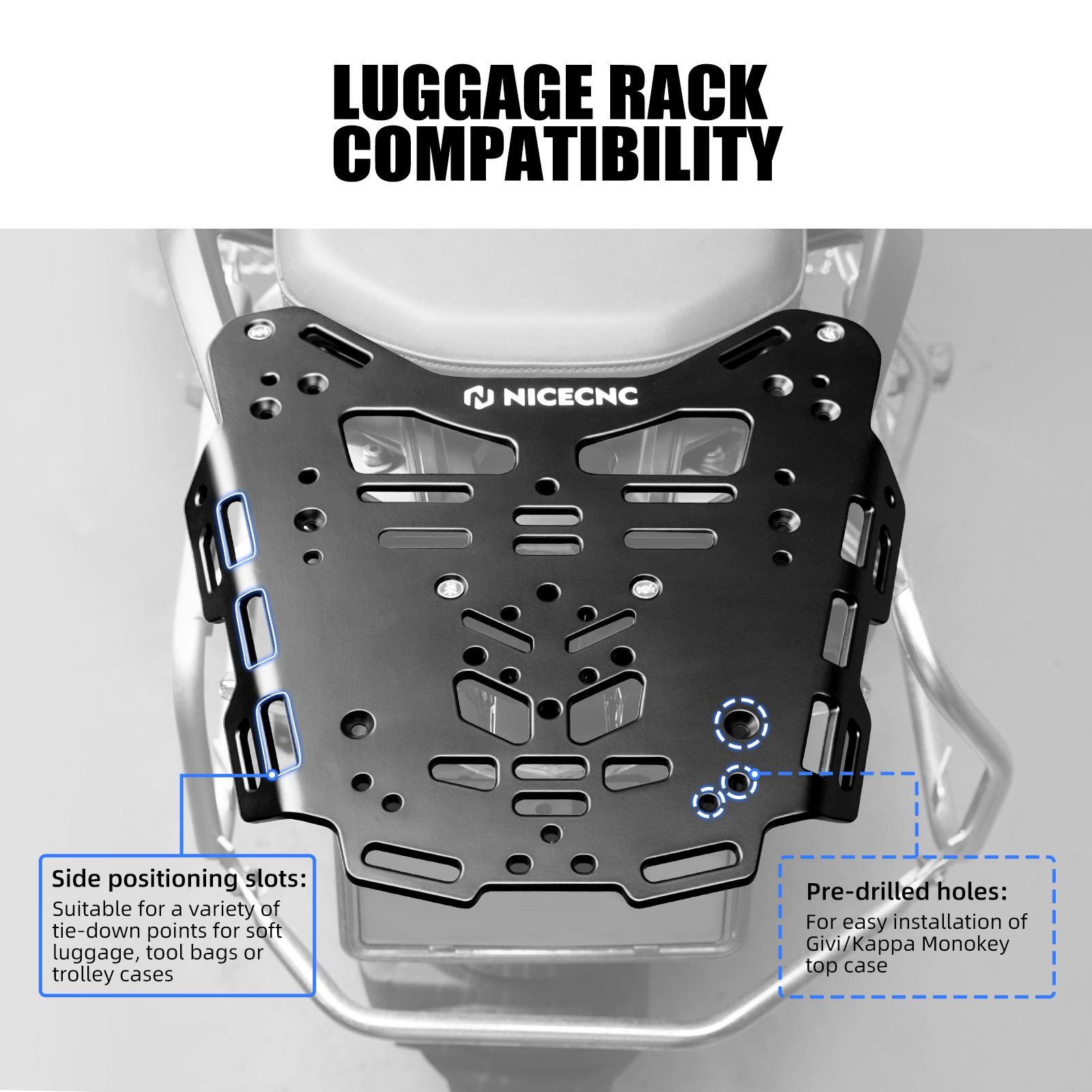 NICECNC For BMW R1250GS 2019-2023 Rear Tail Storage Rack Cargo Luggage Storage