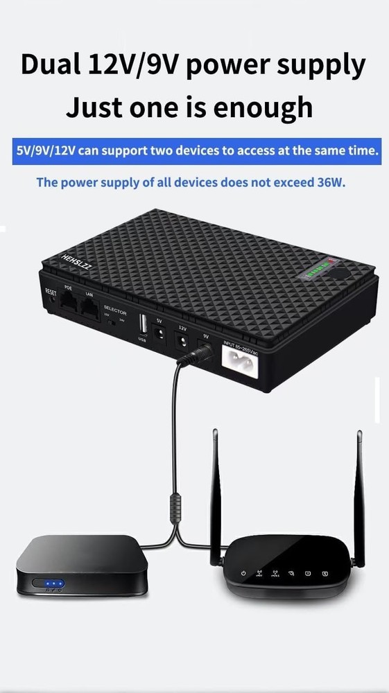 Mini UPS DC 10400mAh Battery Backup & Surge Protector Uninterruptible Power