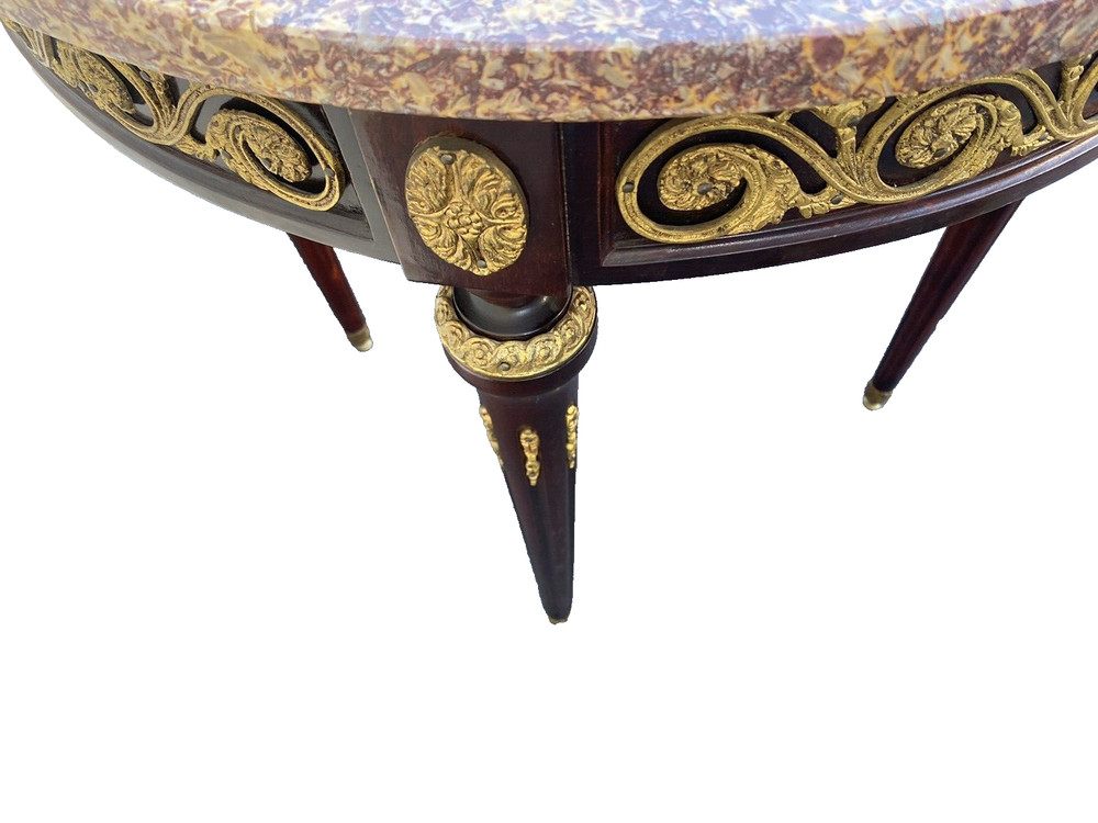 65666 Round Marble Top Lamp Table with Bronze ormalu