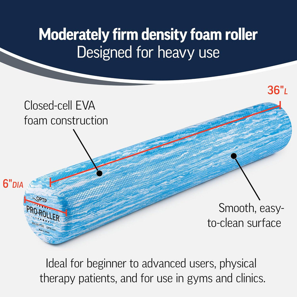PRO-ROLLER Standard Density Foam Roller - Durable Roller for Back Massage, Deep