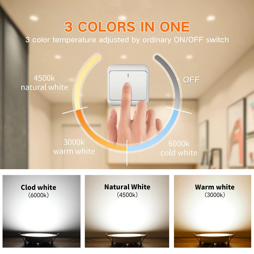 10PC 7W LED Ceiling Light Dimmable Downlight Panel Light Spotlight 85-240V US