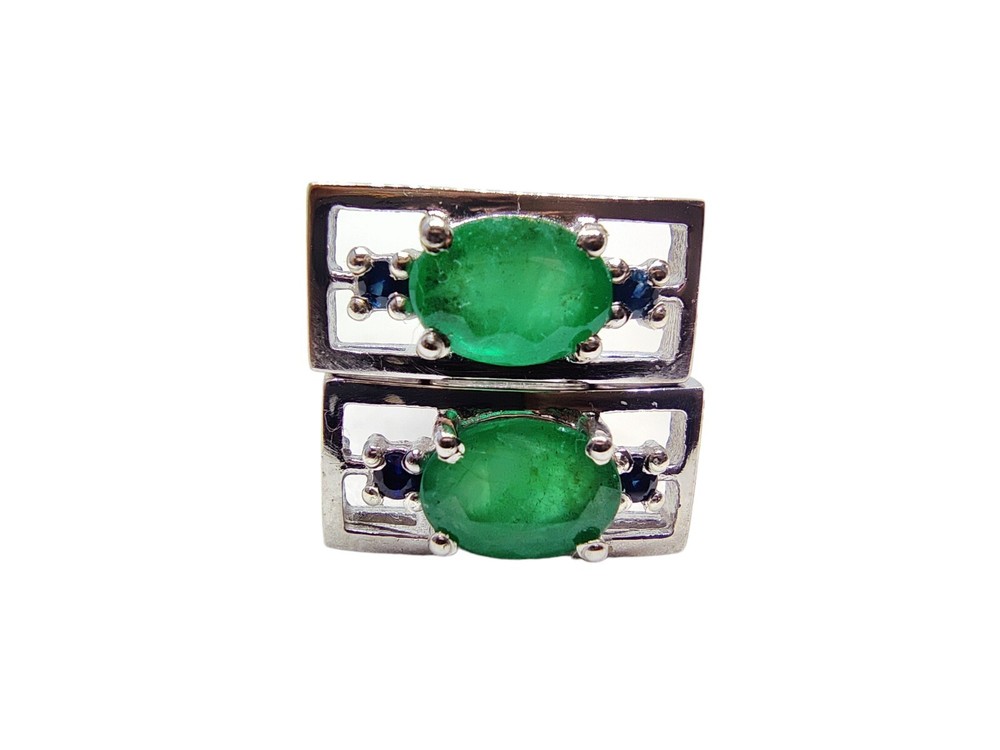 Silver Emerald Sapphire Cufflinks Natural Emerald Cufflinks May Cufflinks Men