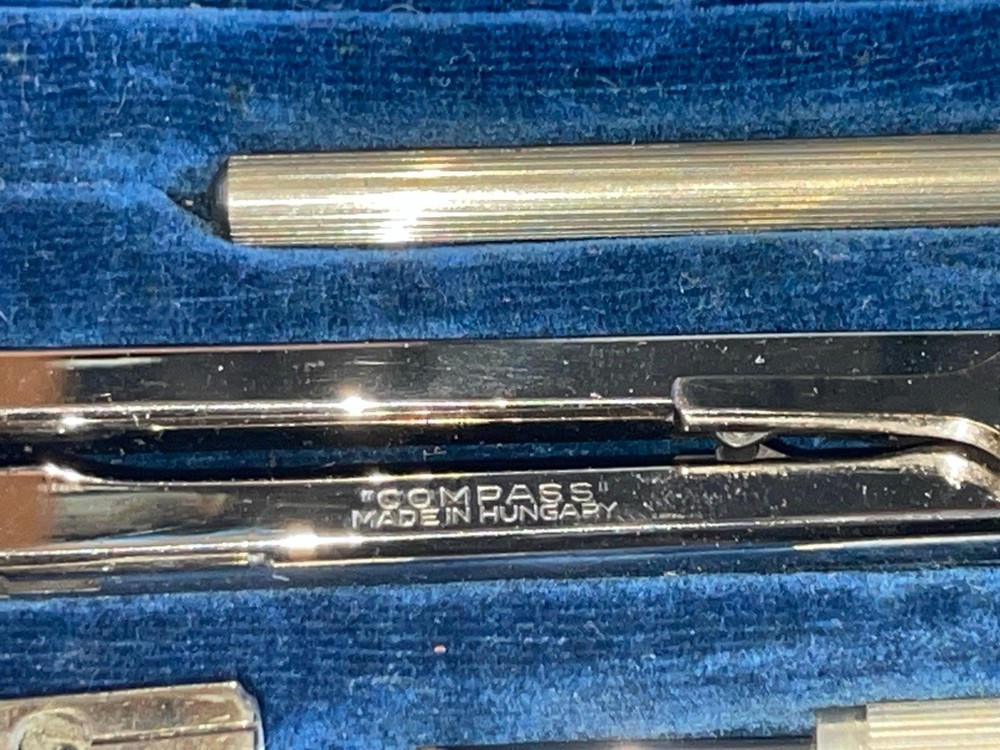 Vintage Antique Compass Tool Kit Set For Technical Drafting Made in Hungary