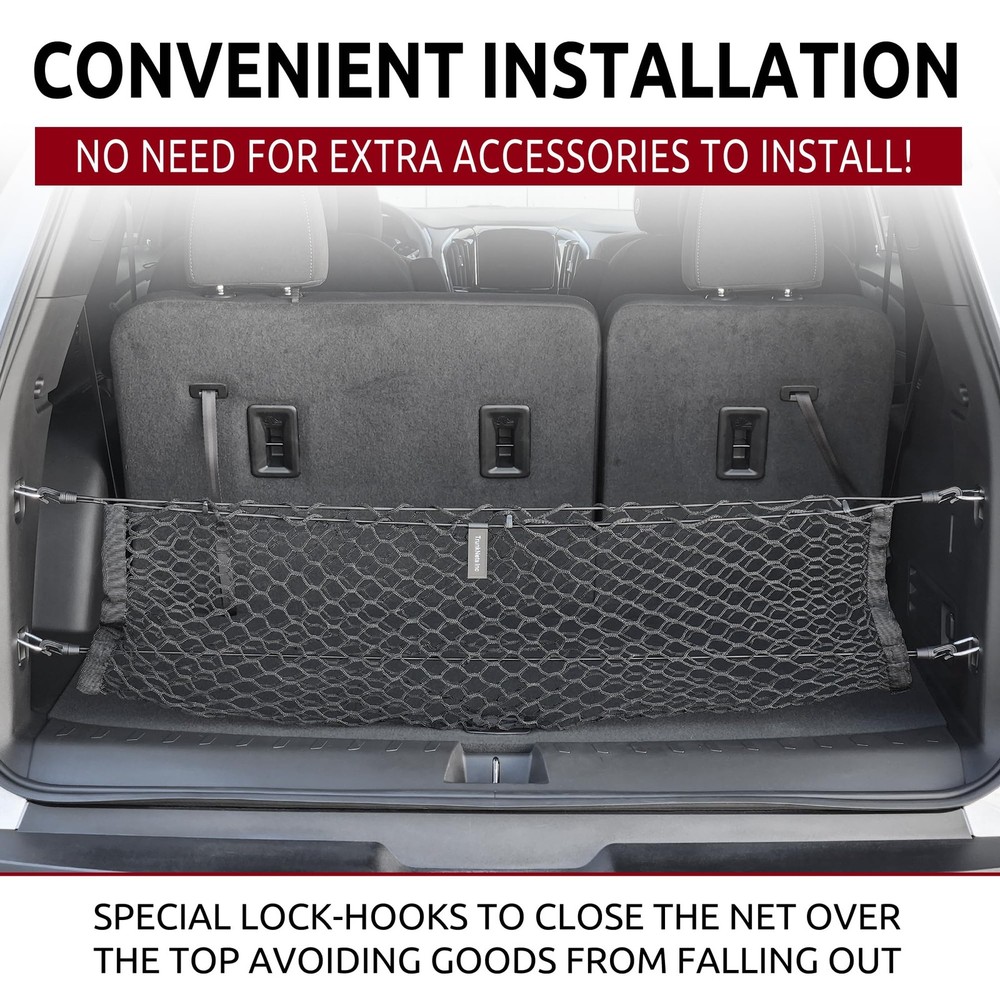 Envelope Style Trunk Mesh Cargo Net for Chevy Traverse 6ft x 3ft, Black