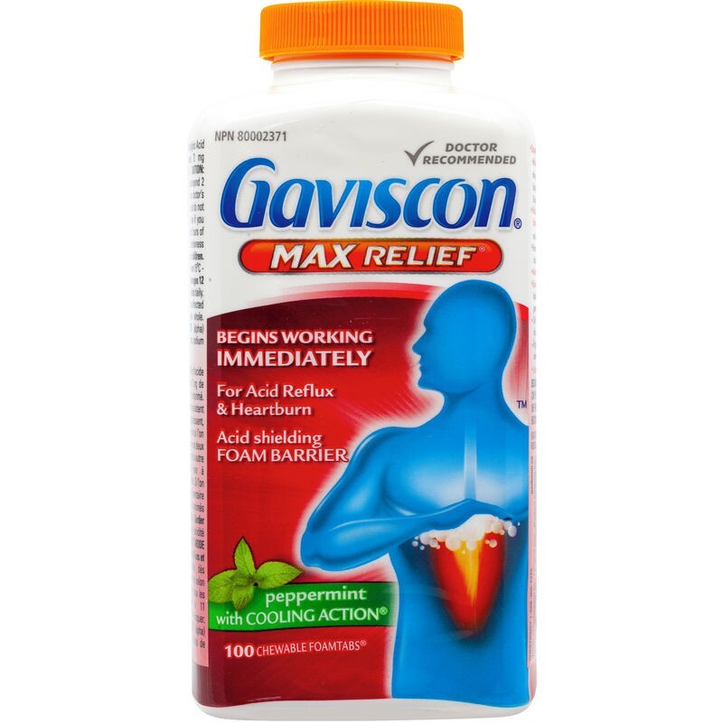 Gaviscon Max Relief Chewable Foamtabs Peppermint, 100 ct - Canada FRESH