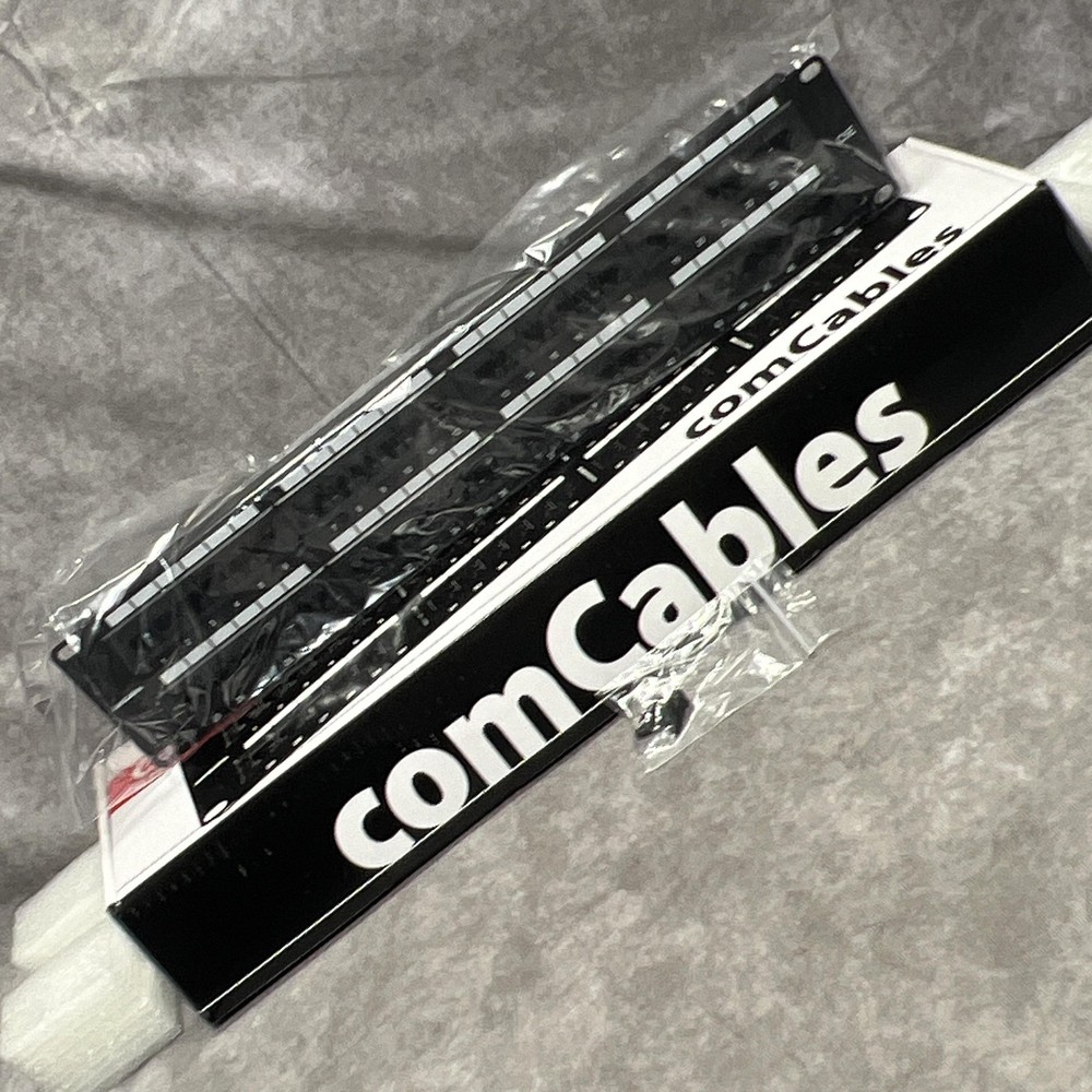 ComCables Cat 5E Patch Panel 48 Port PP-C5E-48 2U Rack Mount Black RJ45