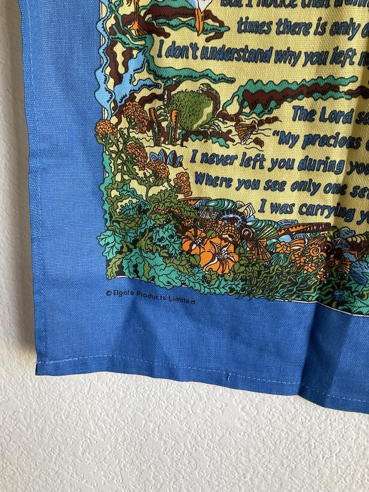 Footprints Elgate Poem Kitchen Towel Blue Beach