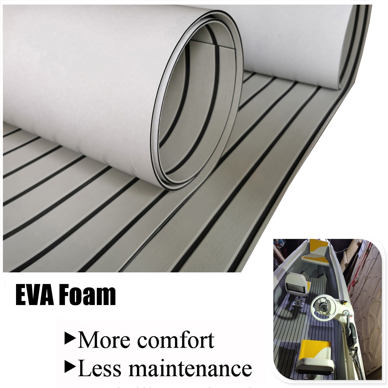 Self-adhesive Boat Flooring EVA Foam Teak Decking for Yacht Pontoon Boat | Gray
