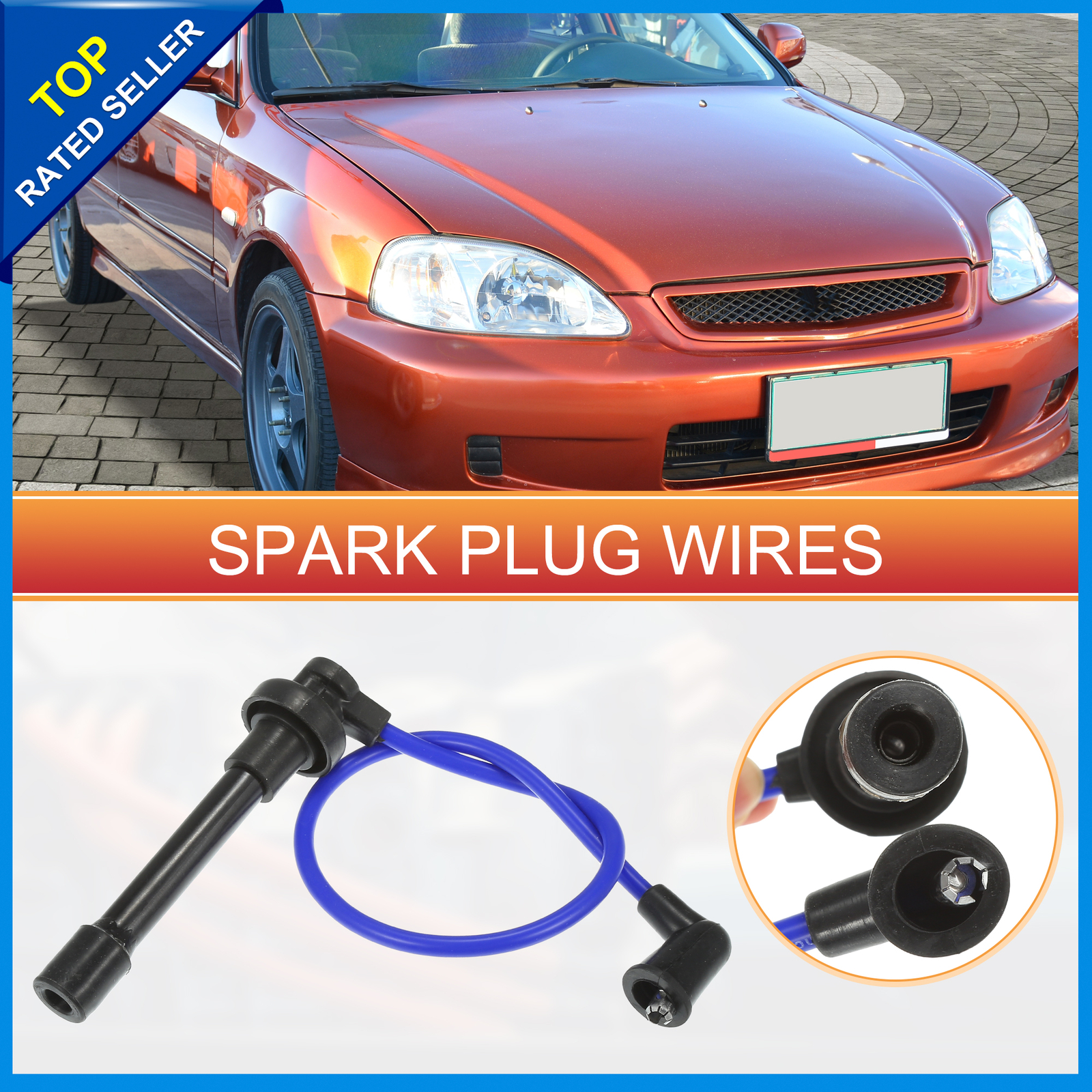 Pack of 4 Car 7mm Spark Plug Ignition Coil Wires fit for Honda Civic 1992-2000