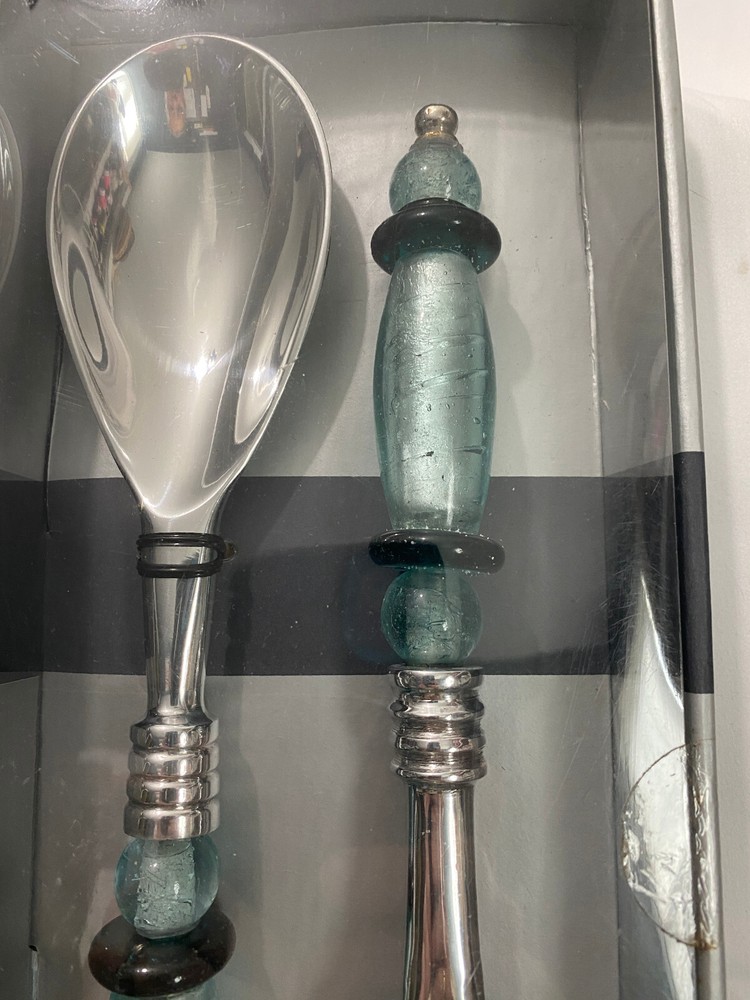 Argent Orefvres 2 Piece Servers Fork Spoon Green Silver