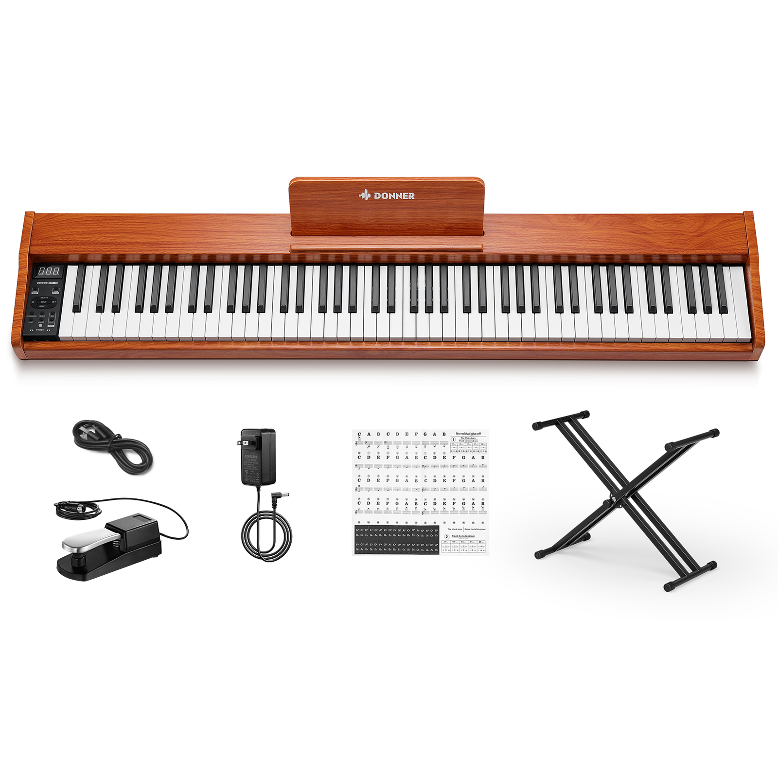 Donner DEP-1S Digital Piano Keyboard with Stand, Sustain Pedal