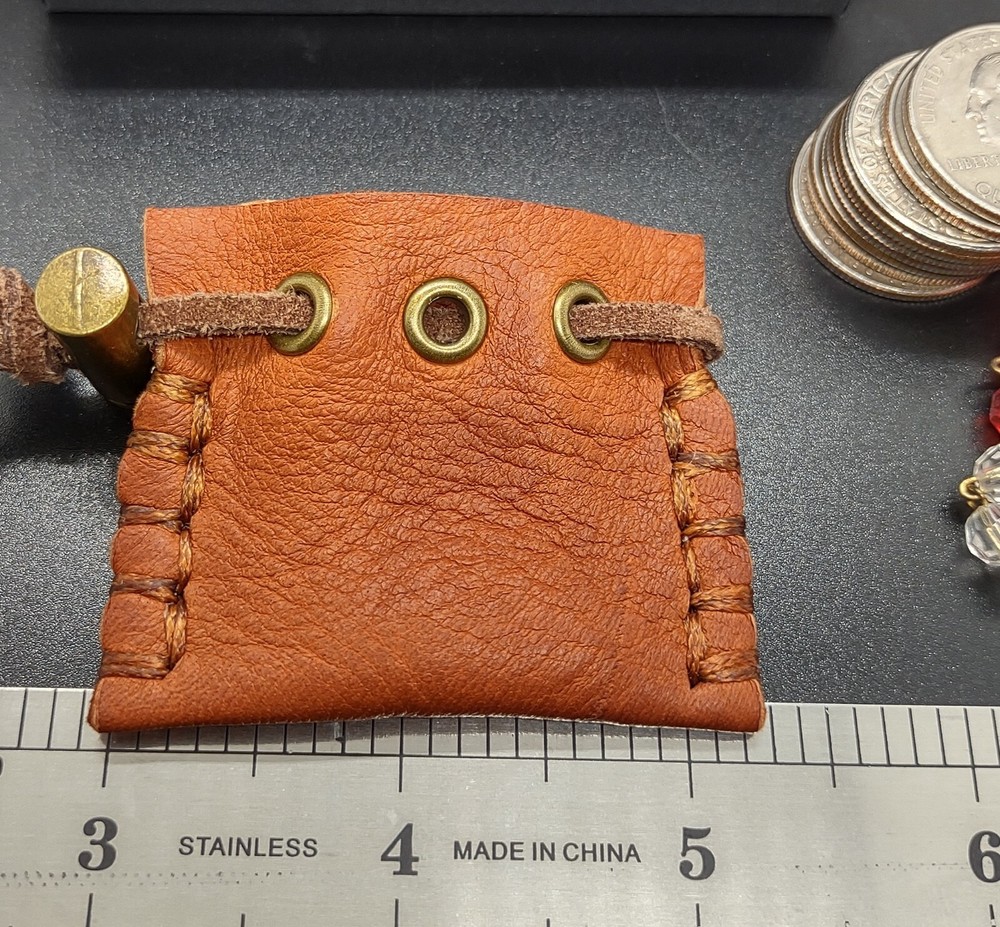 TINY Deerskin Leather Drawstring Pouch for rings, earrings, coins.