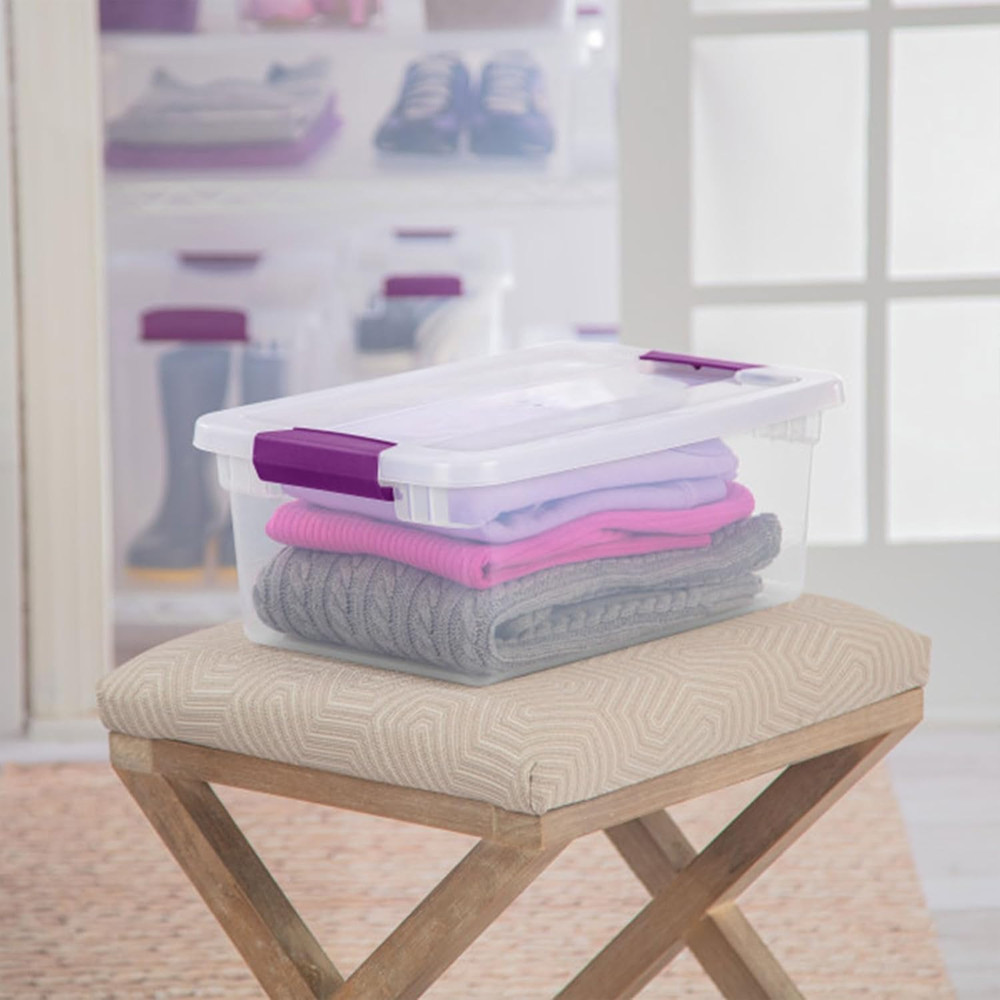 Sterilite 12-Pack 15 Quart Clearview Latch Box, Stackable Organizer Bins with La