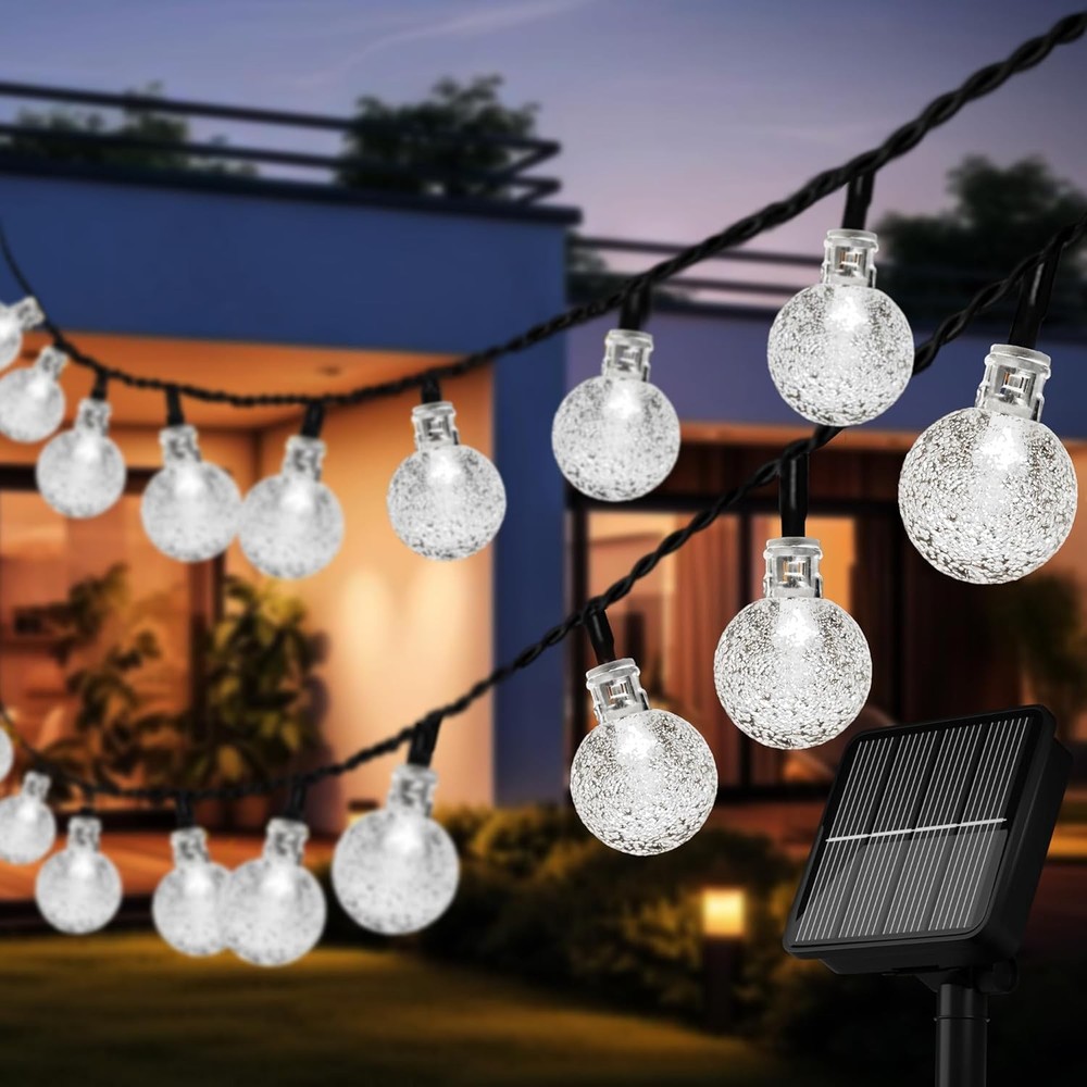 33FT 100LED Outdoor Solar Globe String Lights Bubbles Ball 8 Modes Yard Light