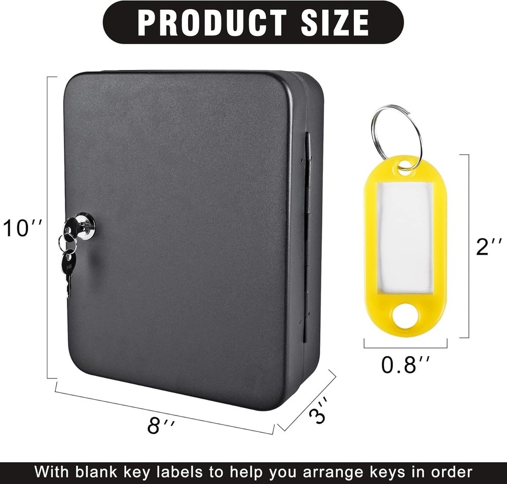 48Key Cabinet Wall Mount Locking Key Organizer Key Storage Lock Box Black New
