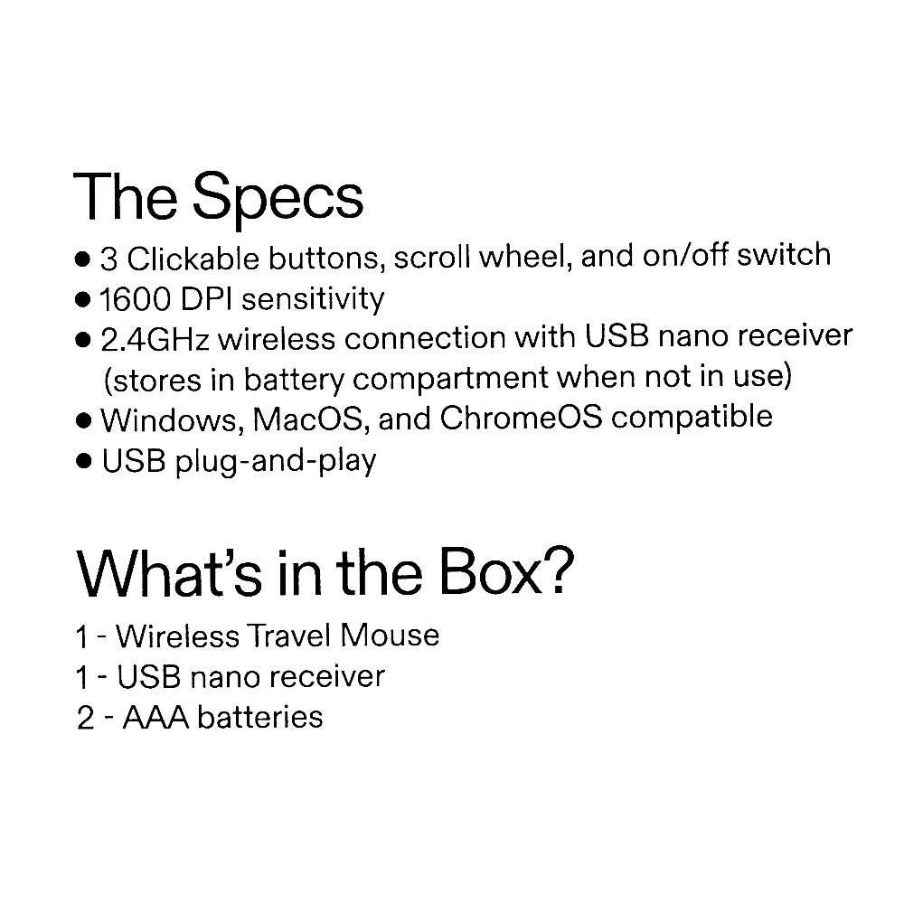 Wireless Travel Mouse Portable 3 Button Optical USB Computer Mice with Scroll