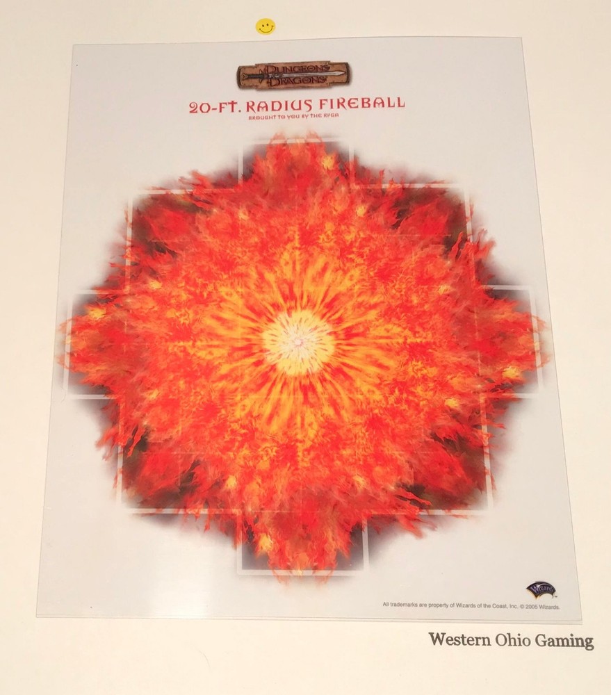 Dungeons & Dragons 20-Ft. Radius Fireball Overlay Template NEW READ D&D