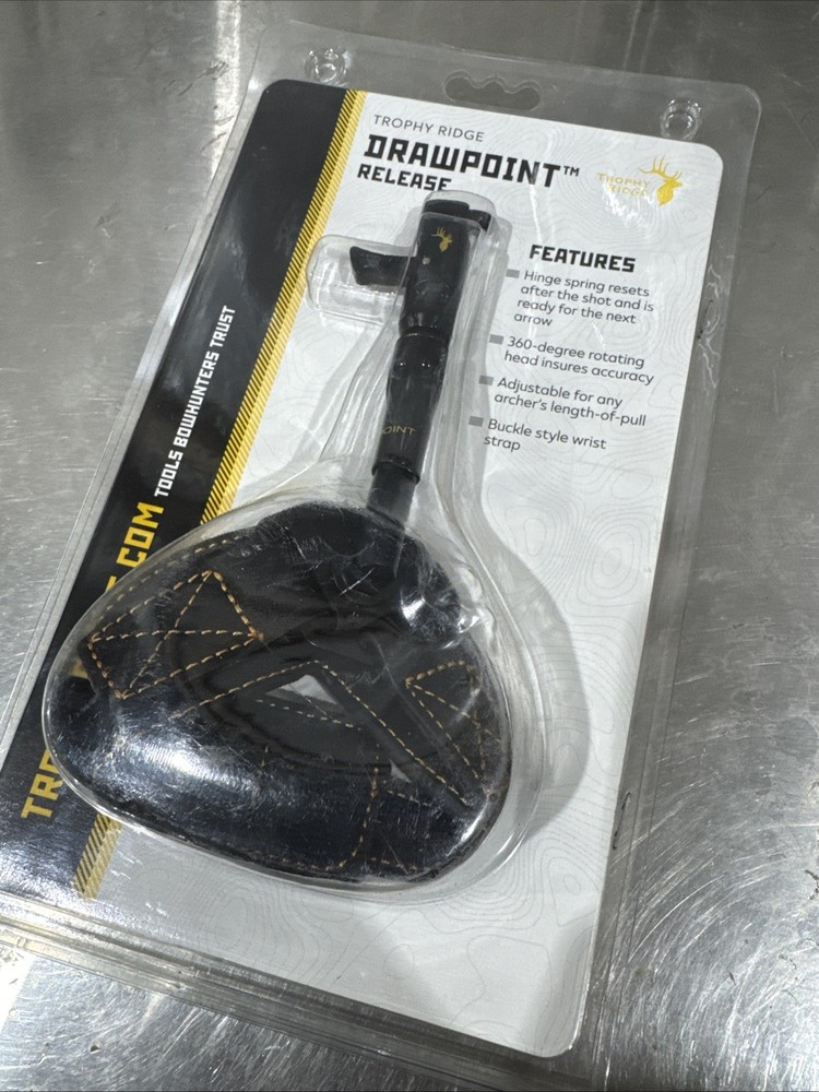 New! Trophy Ridge DrawPoint Archery Release, Adjustable Wrist Strap, Black