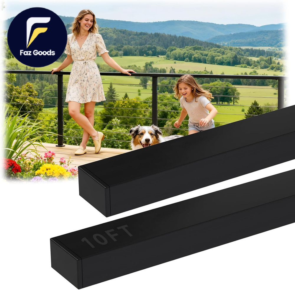 2Pack 10FT Stainless Steel T304 Black Handrail 2" W X 1" H Rectangular Cuttable