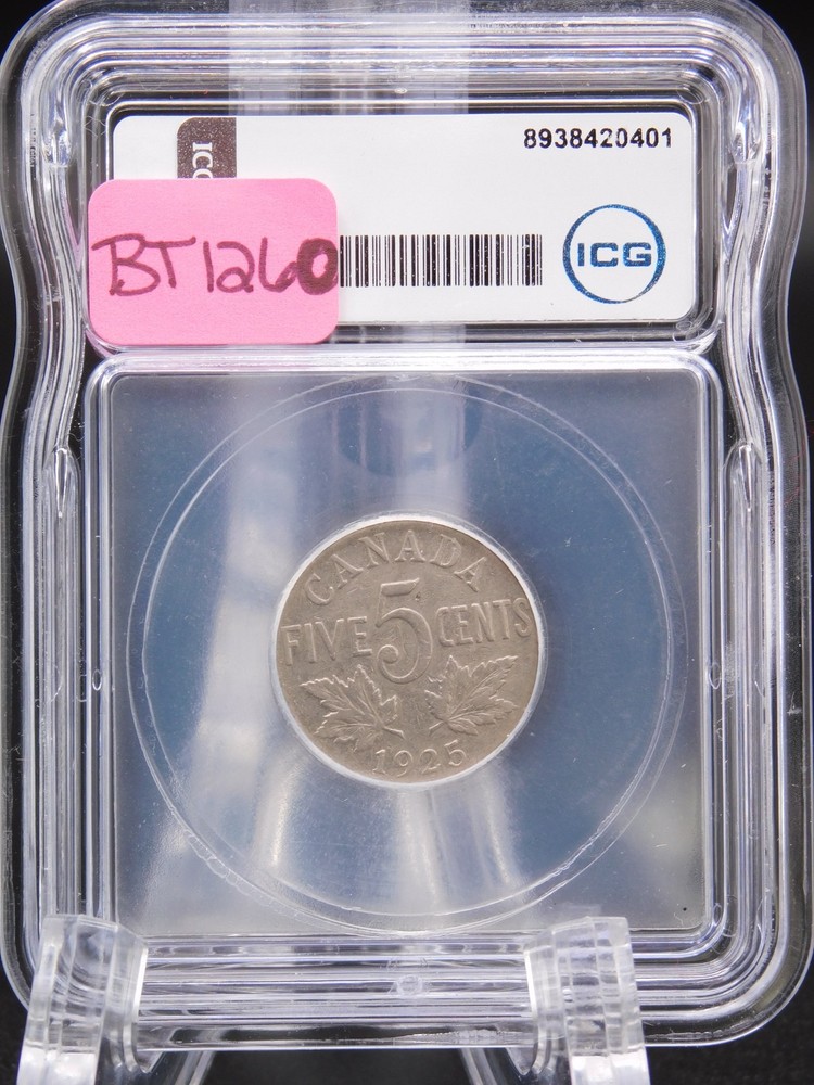 1925 CANADA FIVE CENT ICG GRADED VF25 (BT1260)