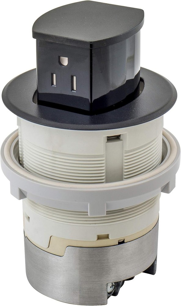 HUBBELL 15A Kitchen Counter Receptacle, Surface Mount, Pop Up, RCT200BK, BLACK