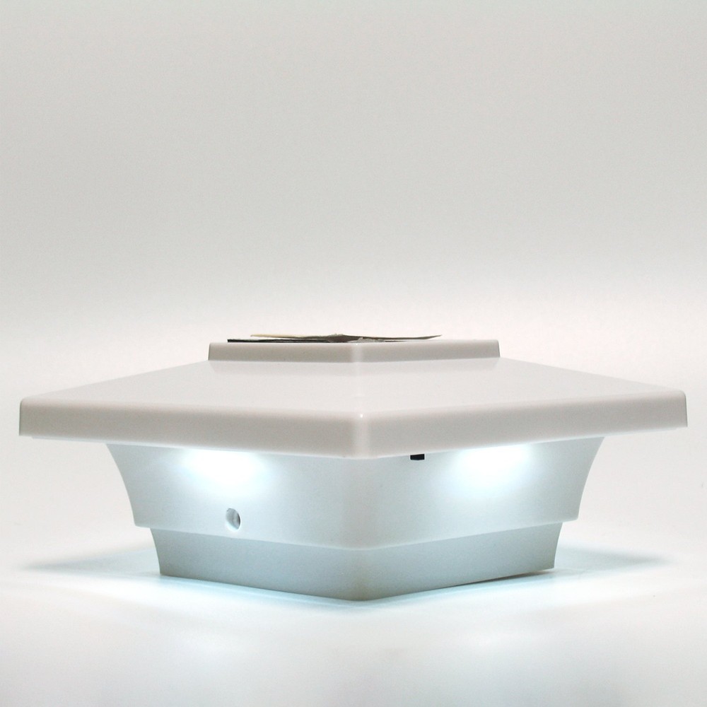 Relightable Solar Post Cap Deck Light 4x4 White Low Profile 4LED (6 Pack) PL251