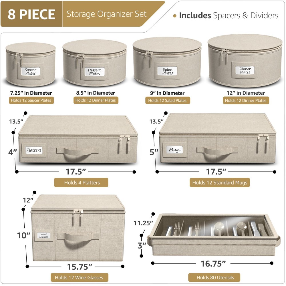 Sorbus Dinnerware Storage Set of 8