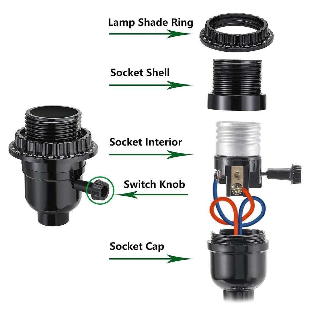3 Way Lamp Socket Replacement,E26/E27 Light Repair White
