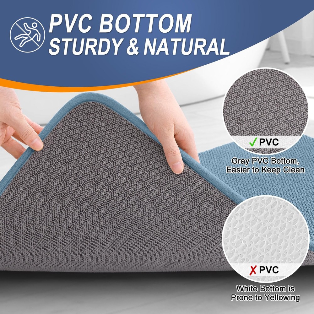OLANLY Thick Memory Foam Bath Mat Rug 47x17, Extra Soft Absorbent Bathroom Ru...