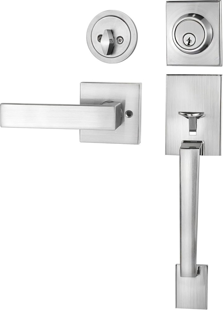 Adjustable Front Door Lock with Lever Handle - Modern Style