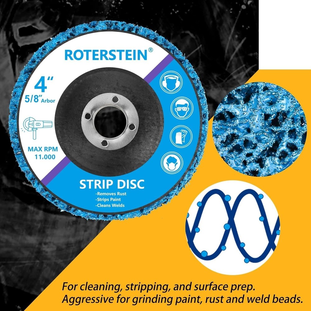 10-Pack 4-Inch Stripping Discs for Angle Grinder - Fast Rust & Paint Removal
