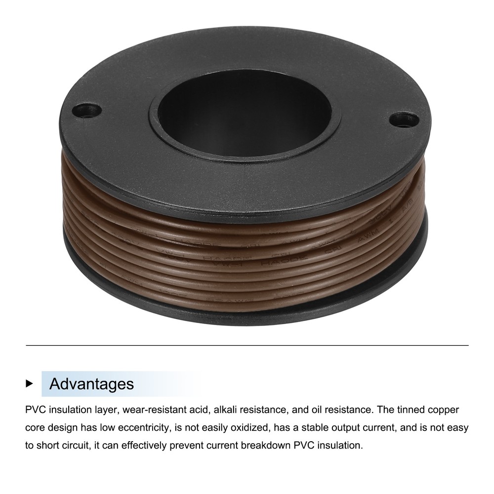 22AWG Stranded Wire PVC Hookup 10M/33ft Brown, Electrical Wire UL1007 Spool