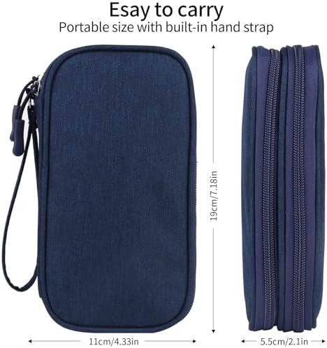 Travel Cable Organizer Electronics Accessories Bag Blue