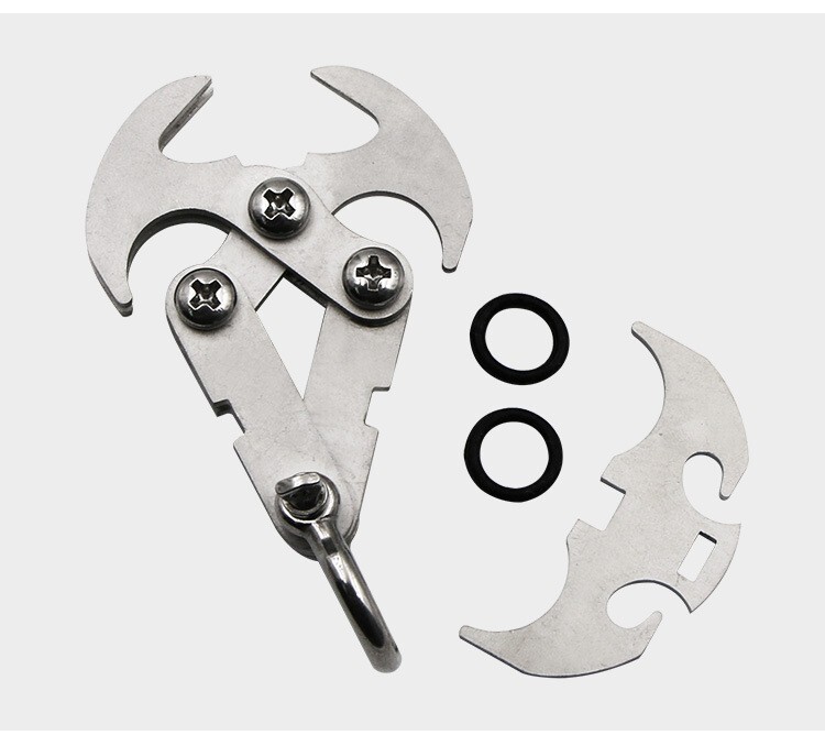 Large Gravity Grappling Stainless Steel Hook Claw Cross Survival Folding Hook