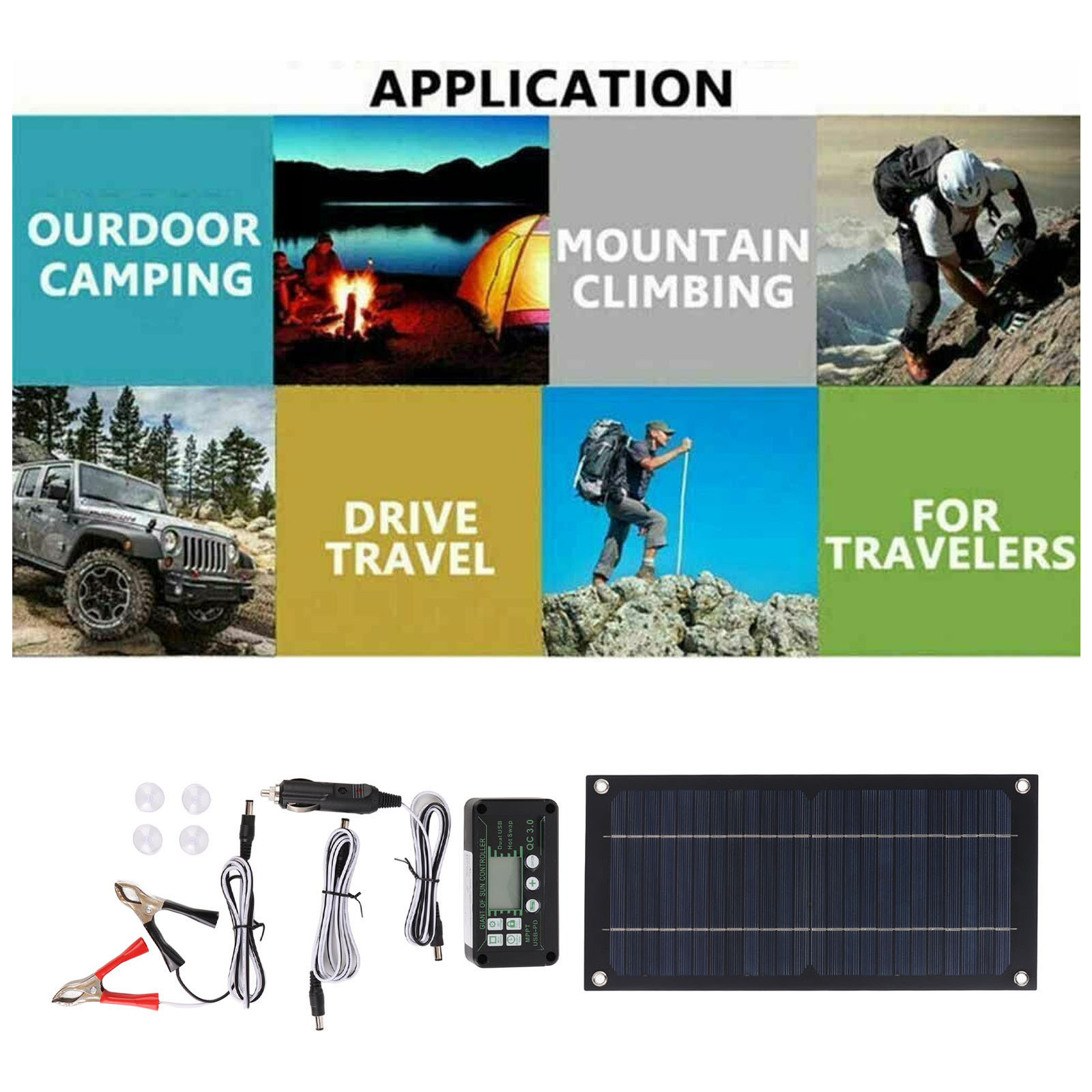 600W Solar Panel Kit 100A 12V Battery Charger w/ Controller Caravan Boat RV Car