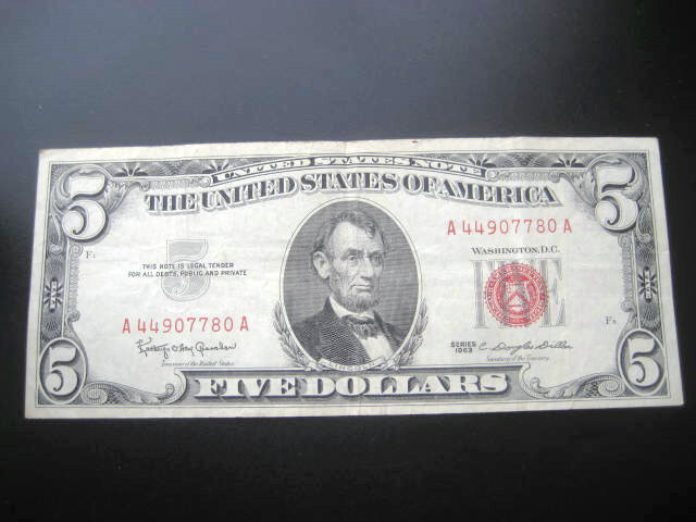 $5 1963 UNITED STATES NOTE CHOICE VF NOTE