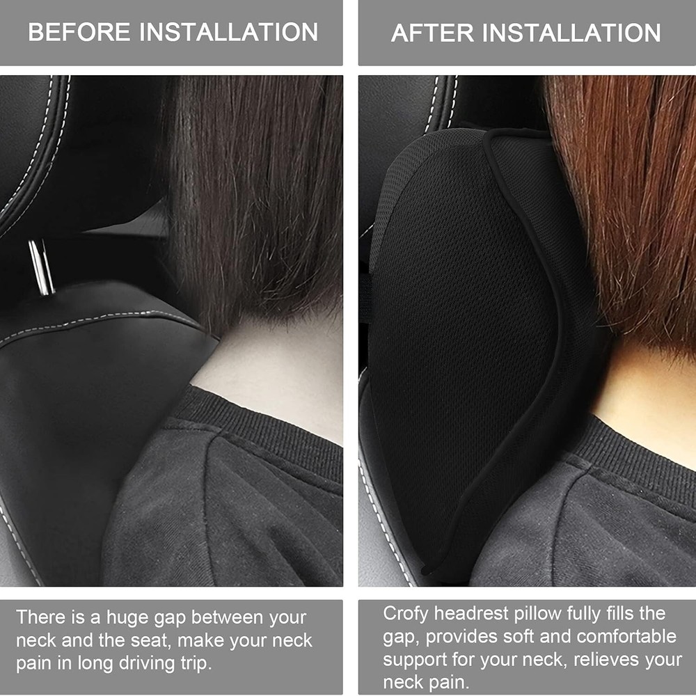 Soft Memory Foam Car Neck Pillows with Breathable Covers - 2 Pack for Drivers