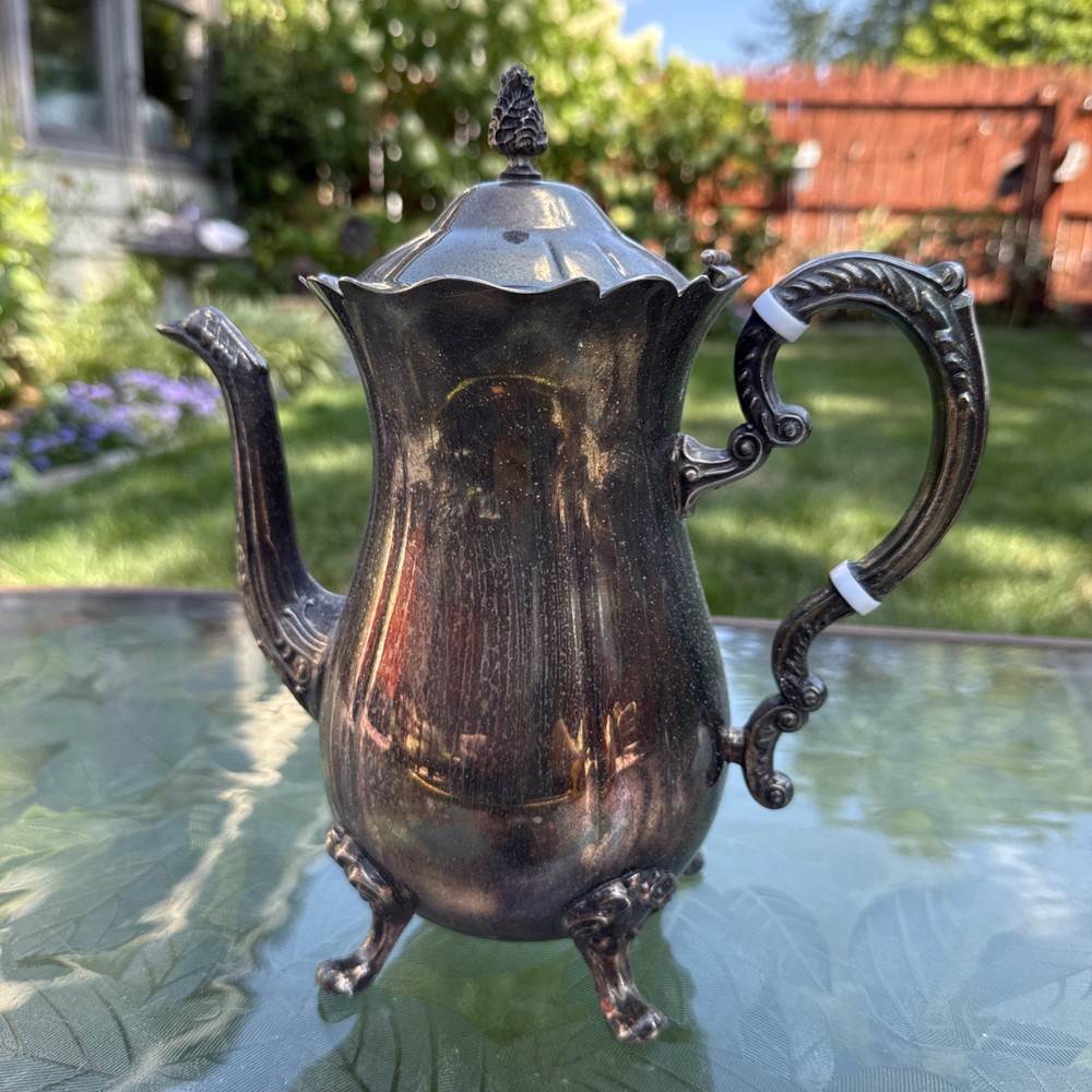 Vintage Leonard Silver Plated Coffee Tea Pot Melon Shape