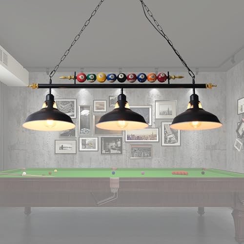 Billiard Pool Table Lights Hanging Over Pool Table with Billiard Ball 3 Lights