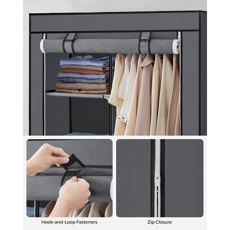 Portable Closet Organizer Dustproof Cover Easy Assembly Storage Solution New