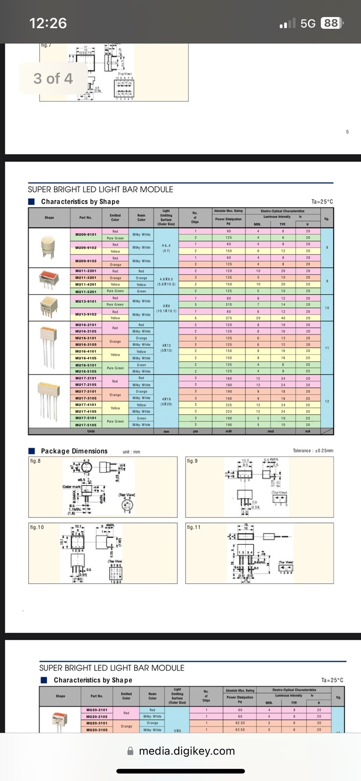 Stanley MU17-4101 Single Color 3 LED Light Bar , Yellow ,( 4 Qty. )