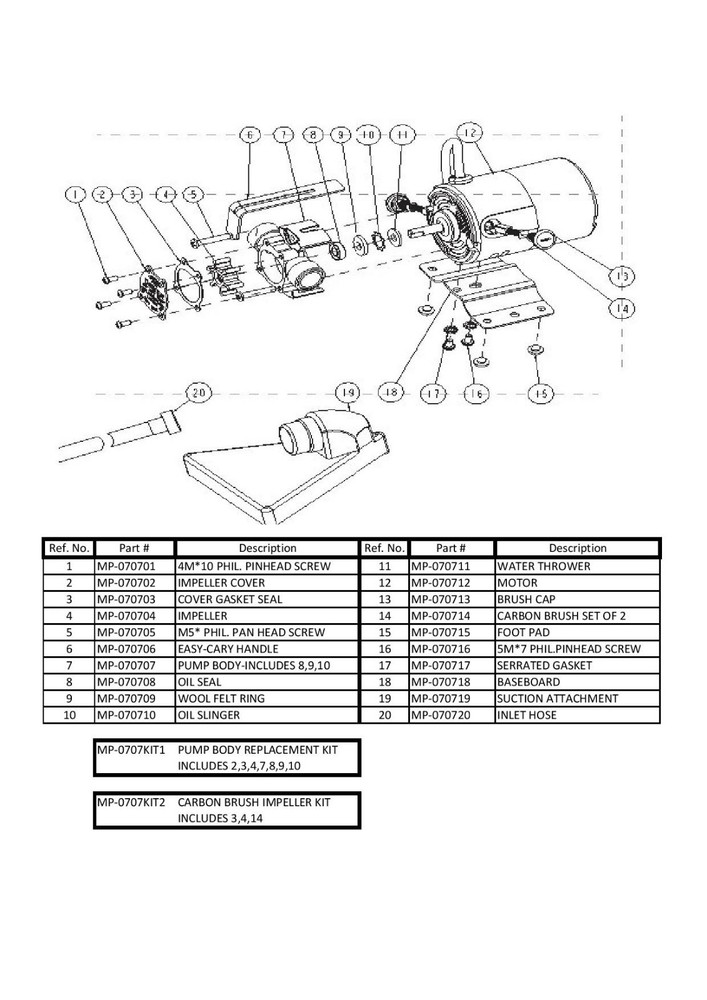 MP Maresh Products Replacement Impeller Portable Water Transfer Utility Pump