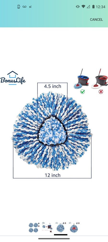 Spin Mop Microfiber Replacement Head 4 Pack Blue