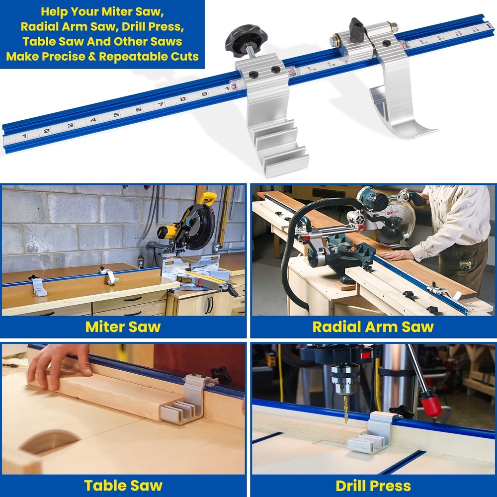 KMS8000 Precision Trak & Stops Kit Miter Saw Woodworking Guide Measuring System