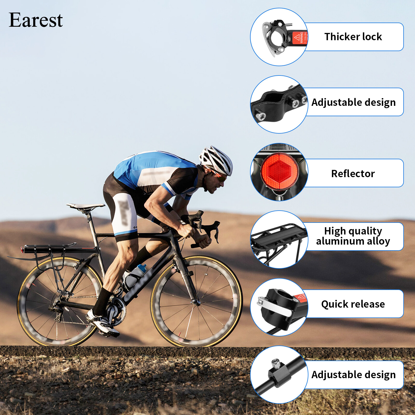 Rear Bike Rack Cargo Rack Alloy Mount Pannier Luggage Carrier Bicycle Fender