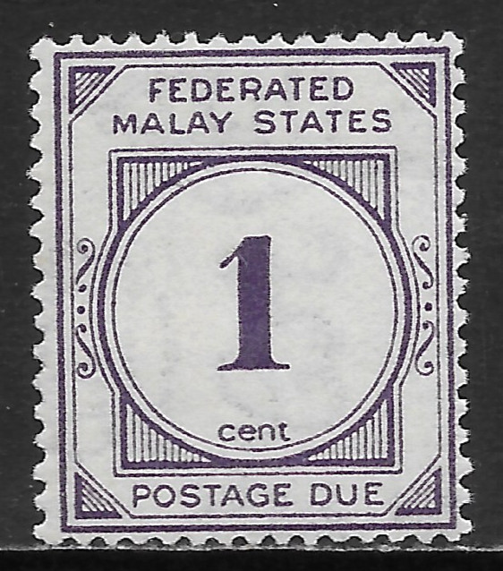 MALAYA SCOTT J1 MLH FINE - 1924 1c VIOLET - POSTAGE DUE ISSUE