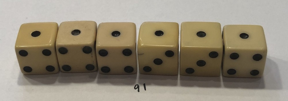 Three Pair Butterscotch Bakelite 1/2” Vintage Dice (Tested)