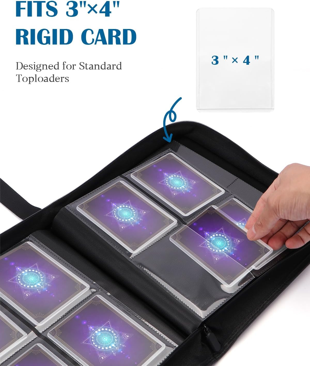 Top Loader Binder 4 Pocket for 144 Toploaders, Side Loading Toploader Binder for