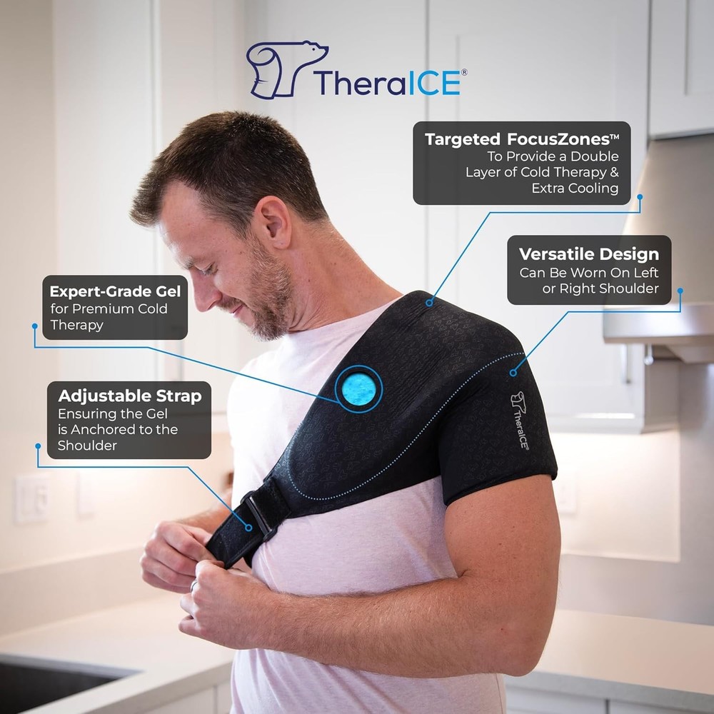 TheraICE Shoulder Ice Pack Wrap PRO Compression Sleeve for Rotator Cuff Relief