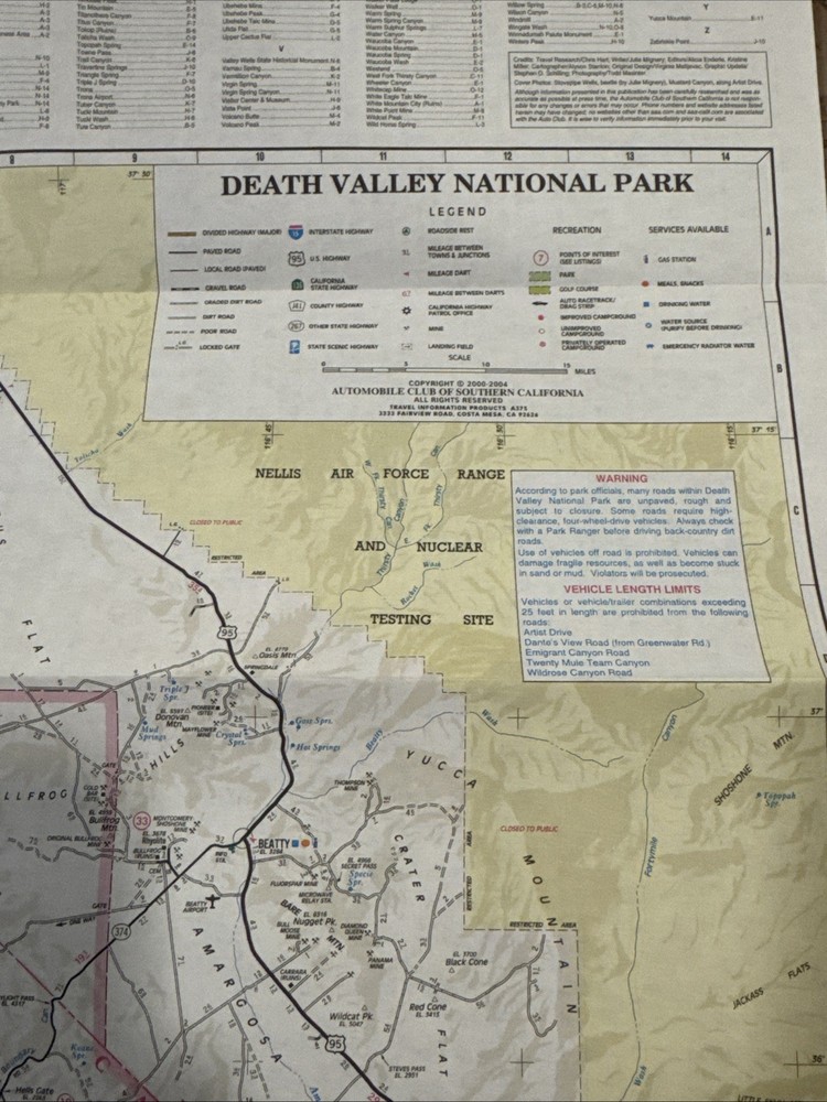 AAA Death Valley National Park Map - Folded - 20”x27”